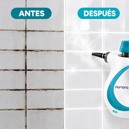 Antes y después de limpiar las juntas con VaporClean